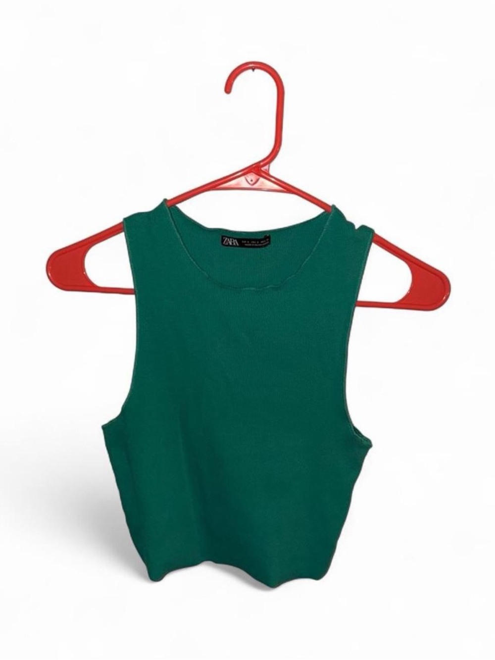 ZARA Emerald Ribbed Crop Tank